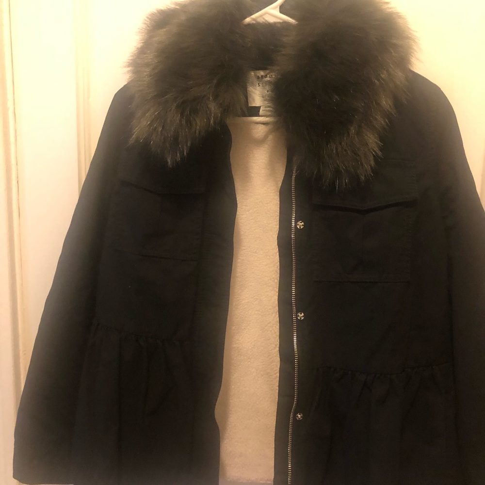 Kate Spade faux Fur Trim military jacket